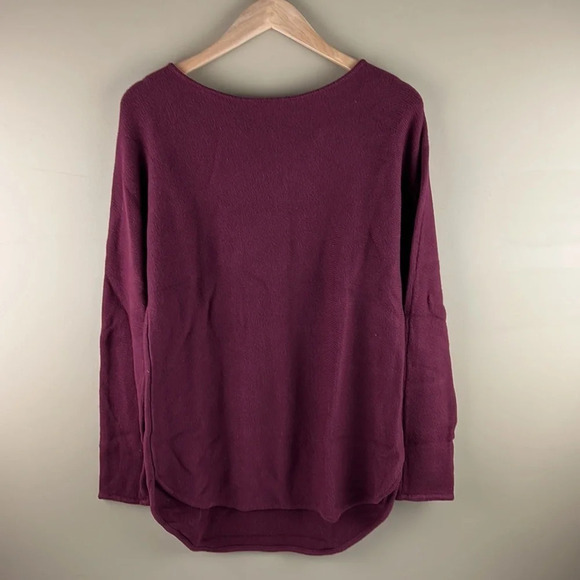 Michael Kors Burgundy Long Sleeve Top with Gold Zipper at Back - Picture 2 of 9